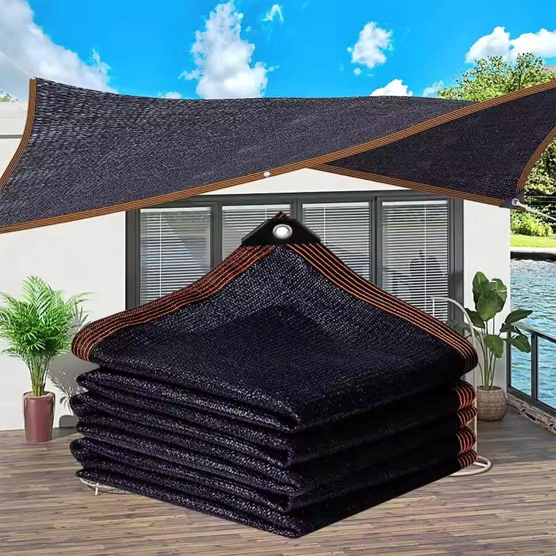 90% Blackout Black Shade Cloth 10x13ft UV Resistant Reinforced Rivets for Outdoor Adventures Camping Garden Patio Greenhouse Mesh Sunshade